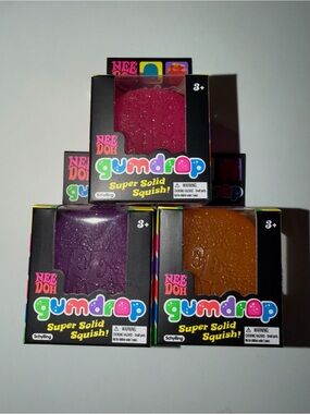 Needoh Gumdrop Super Solid Squish! — Purple, Pink, Orange